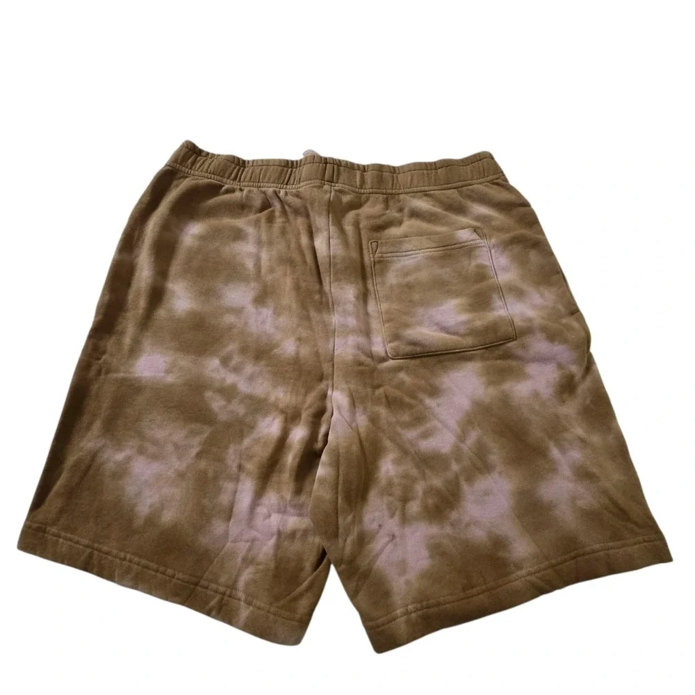 Civil Regime All Day Sweat Shorts Men L‎ Brown Tie Dye Fleece Elastic Waist